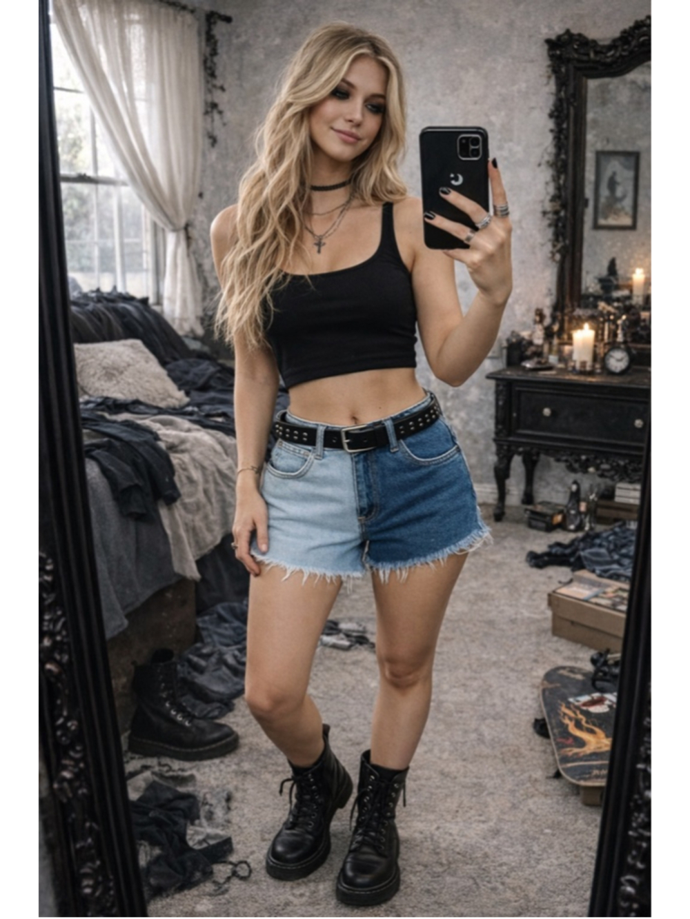Two-Tone Y2K Jean Shorts | Shein XS | Grunge Indie Rock Vibes